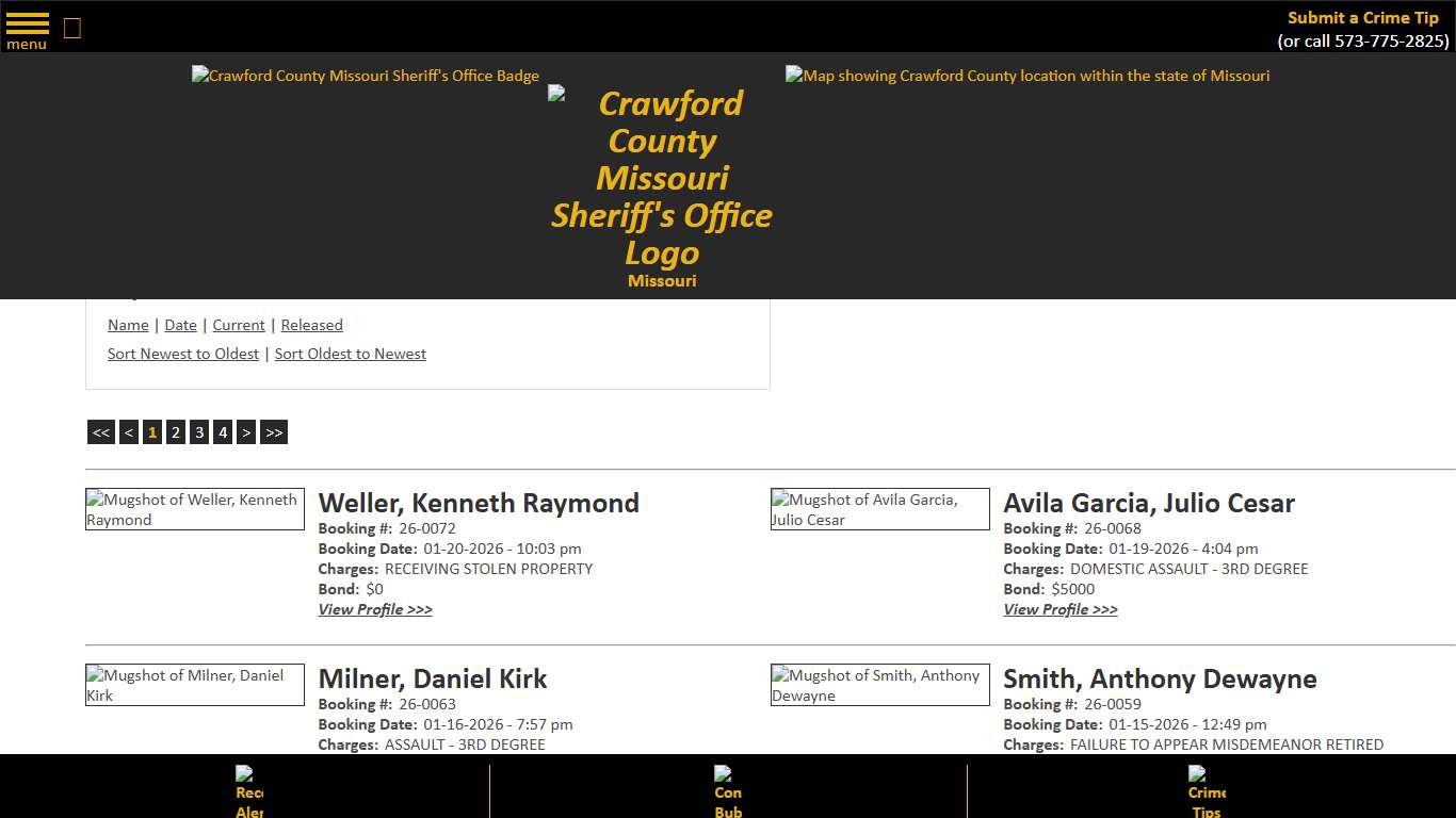 Inmate Roster - Current Inmates Booking Date Descending - Crawford County Sheriff MO